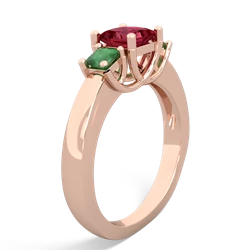 Lab Ruby Three Stone Trellis 14K Rose Gold ring R4015