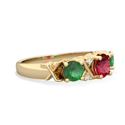 Lab Ruby Hugs And Kisses 14K Yellow Gold ring R5016