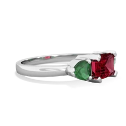 Lab Ruby Three Stone 14K White Gold ring R5235