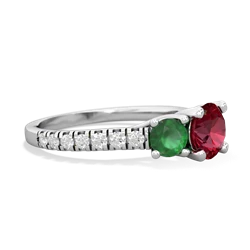 Lab Ruby Pave Trellis 14K White Gold ring R5500