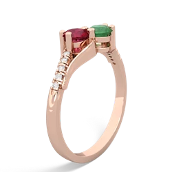 Lab Ruby Infinity Pave Two Stone 14K Rose Gold ring R5285