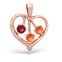 Lab Ruby Glowing Heart 14K Rose Gold pendant P2233