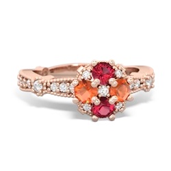 Lab Ruby Sparkling Tiara Cluster 14K Rose Gold ring R26293RD