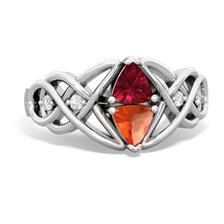 Lab Ruby Keepsake Celtic Knot 14K White Gold ring R5300