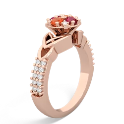 Lab Ruby Celtic Knot Cluster Engagement 14K Rose Gold ring R26443RD