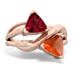 Lab Ruby Split Band Swirl 14K Rose Gold ring R2341