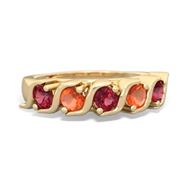 Lab Ruby Anniversary Band 14K Yellow Gold ring R2089