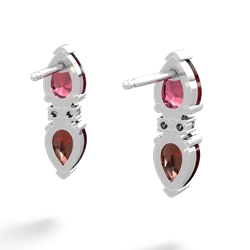 Lab Ruby Bowtie Drop 14K White Gold earrings E0865
