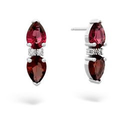 Lab Ruby Bowtie Drop 14K White Gold earrings E0865
