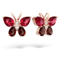 Lab Ruby Butterfly 14K Rose Gold earrings E2215