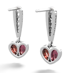 Lab Ruby Filligree Heart 14K White Gold earrings E5070