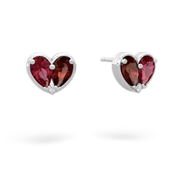 Lab Ruby 'Our Heart' 14K White Gold earrings E5072