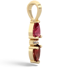 Lab Ruby Bowtie Drop 14K Yellow Gold pendant P0865