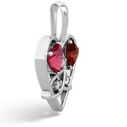 Lab Ruby Celtic Trinity Heart 14K White Gold pendant P5331