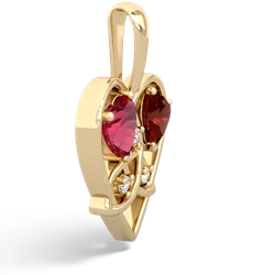 Lab Ruby Celtic Trinity Heart 14K Yellow Gold pendant P5331