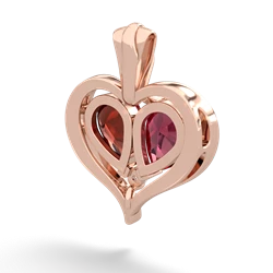 Lab Ruby Two Become One 14K Rose Gold pendant P5330