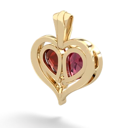 Lab Ruby Two Become One 14K Yellow Gold pendant P5330