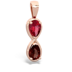 Lab Ruby Infinity 14K Rose Gold pendant P5050