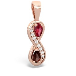 Lab Ruby Diamond Infinity 14K Rose Gold pendant P5390