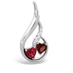 Lab Ruby Keepsake Curves 14K White Gold pendant P5450