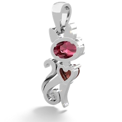 Lab Ruby Kitten 14K White Gold pendant P5780