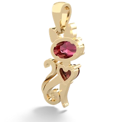 Lab Ruby Kitten 14K Yellow Gold pendant P5780