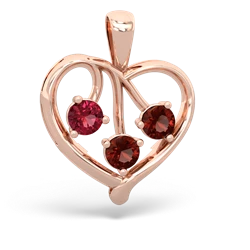 Lab Ruby Glowing Heart 14K Rose Gold pendant P2233