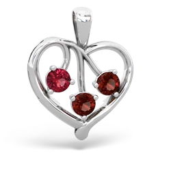 Lab Ruby Glowing Heart 14K White Gold pendant P2233