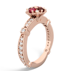 Lab Ruby Sparkling Tiara Cluster 14K Rose Gold ring R26293RD