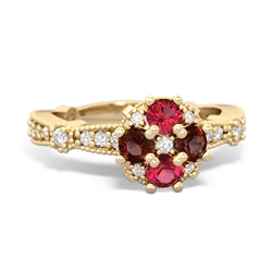 Lab Ruby Sparkling Tiara Cluster 14K Yellow Gold ring R26293RD