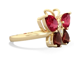Lab Ruby Butterfly 14K Yellow Gold ring R2215