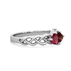 Lab Ruby Heart To Heart Braid 14K White Gold ring R5870