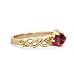 Lab Ruby Heart To Heart Braid 14K Yellow Gold ring R5870