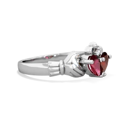 Lab Ruby 'Our Heart' Claddagh 14K White Gold ring R2388