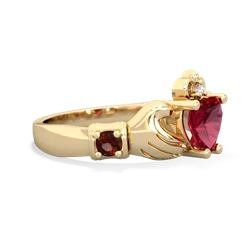 Lab Ruby Claddagh Keepsake 14K Yellow Gold ring R5245