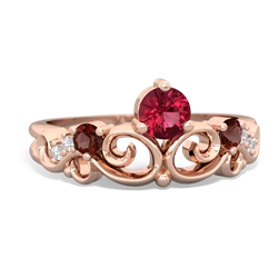 Lab Ruby Crown Keepsake 14K Rose Gold ring R5740