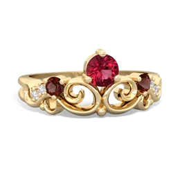 Lab Ruby Crown Keepsake 14K Yellow Gold ring R5740