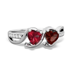 Lab Ruby Side By Side 14K White Gold ring R3090