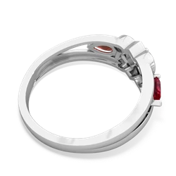 Lab Ruby Hearts Intertwined 14K White Gold ring R5880