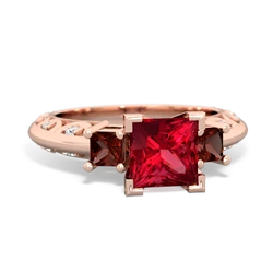 Lab Ruby Eternal Embrace Engagement 14K Rose Gold ring C2001