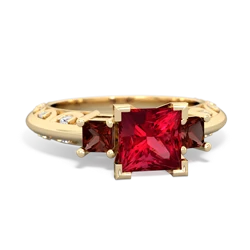 Lab Ruby Eternal Embrace Engagement 14K Yellow Gold ring C2001