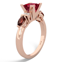 Lab Ruby 6Mm Princess Eternal Embrace Engagement 14K Rose Gold ring C2002