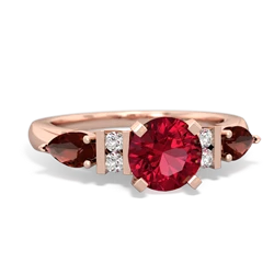 Lab Ruby 6Mm Round Eternal Embrace Engagement 14K Rose Gold ring R2005