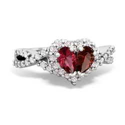 Lab Ruby Diamond Twist 'One Heart' 14K White Gold ring R2640HRT