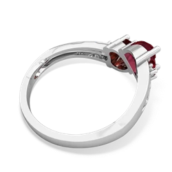 Lab Ruby Snuggling Hearts 14K White Gold ring R2178