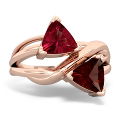 Lab Ruby Split Band Swirl 14K Rose Gold ring R2341