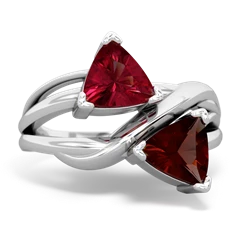 Lab Ruby Split Band Swirl 14K White Gold ring R2341