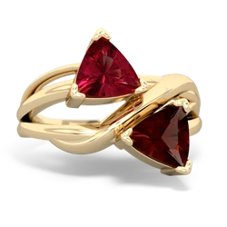 Lab Ruby Split Band Swirl 14K Yellow Gold ring R2341