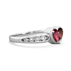 Lab Ruby Filligree 'One Heart' 14K White Gold ring R5070