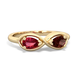 Lab Ruby Infinity 14K Yellow Gold ring R5050